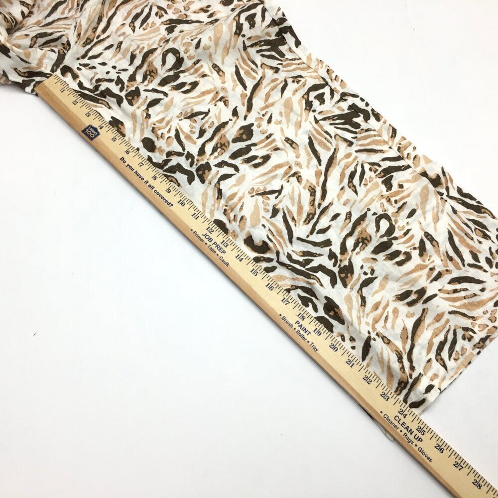 NEW Tahari Women's Brown & Ivory Print Linen Pants Wide Leg Side Zipper Medium - Picture 8 of 9